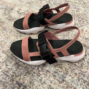 Women's Sorel Pink Sandals with Black Straps